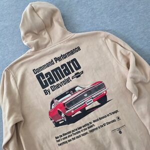 Chemistry Mens Chevrolet Camaro Graphic Hoodie Tan Beige Large Retro 1967 Chevy